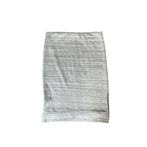 The Loft Heather Gray Stretchy Pencil Skirt MD with Ziper Accents - Picture 1 of 6